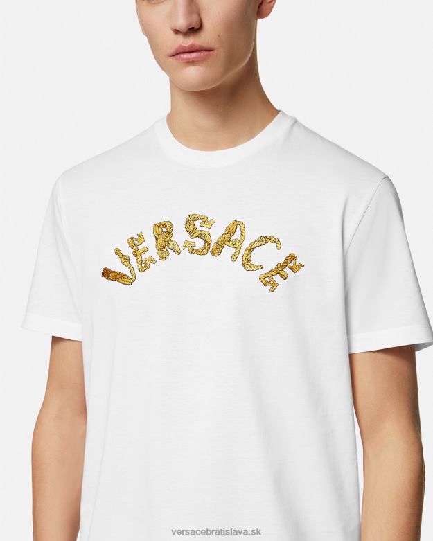 oblečenie X8X8P1360 Versace tričko s barokovým logom mušle biely muži