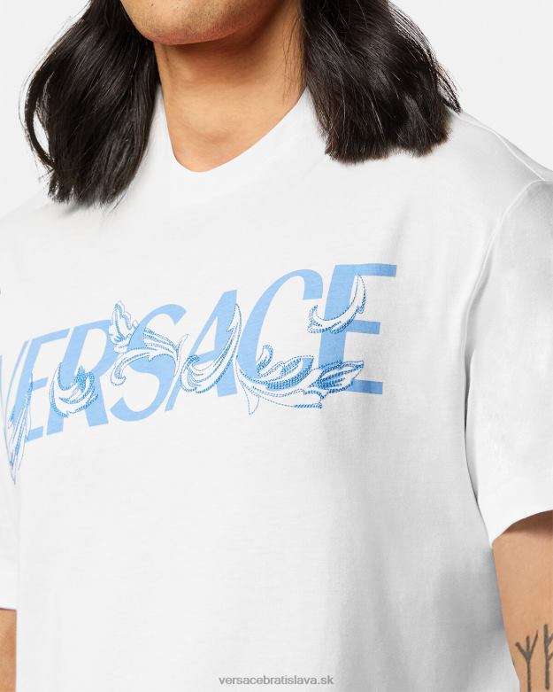 oblečenie X8X8P1366 Versace tričko s logom barocco siluety biely muži