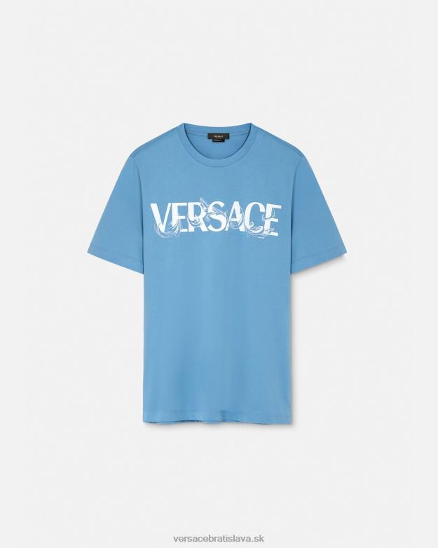 oblečenie X8X8P1367 Versace tričko s logom barocco siluety svetlo modrá muži