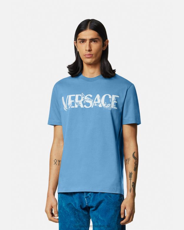 oblečenie X8X8P1367 Versace tričko s logom barocco siluety svetlo modrá muži
