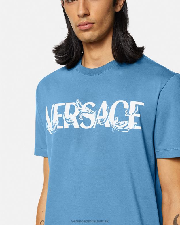 oblečenie X8X8P1367 Versace tričko s logom barocco siluety svetlo modrá muži