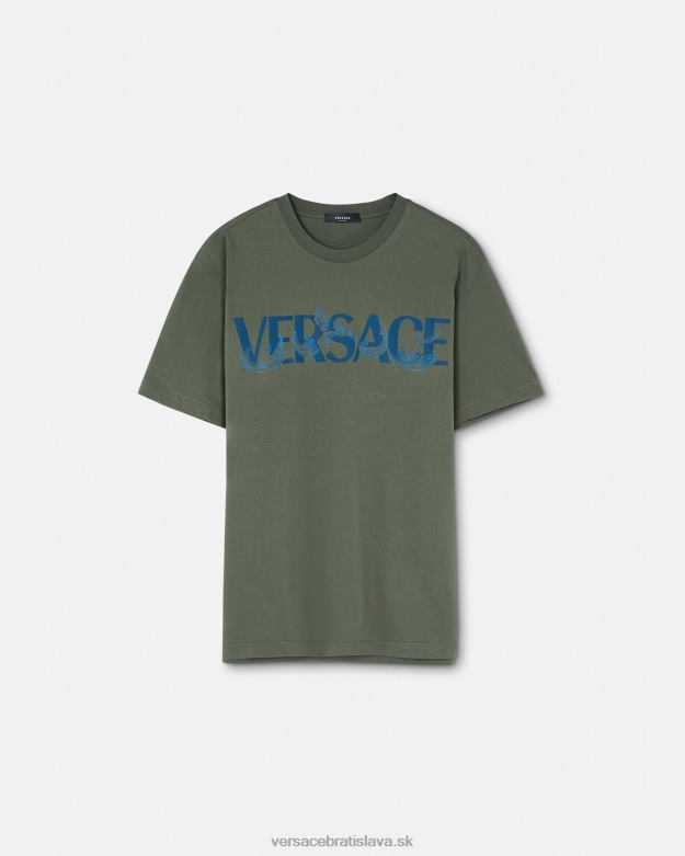 oblečenie X8X8P1368 Versace tričko s logom barocco siluety zelená muži