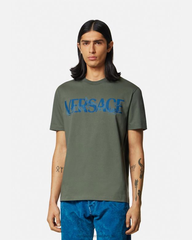 oblečenie X8X8P1368 Versace tričko s logom barocco siluety zelená muži