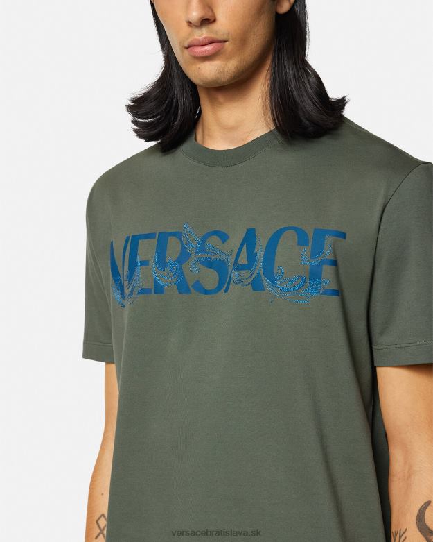 oblečenie X8X8P1368 Versace tričko s logom barocco siluety zelená muži