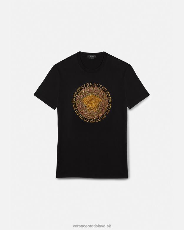 oblečenie X8X8P1374 Versace krištáľové tričko medúza čierna muži