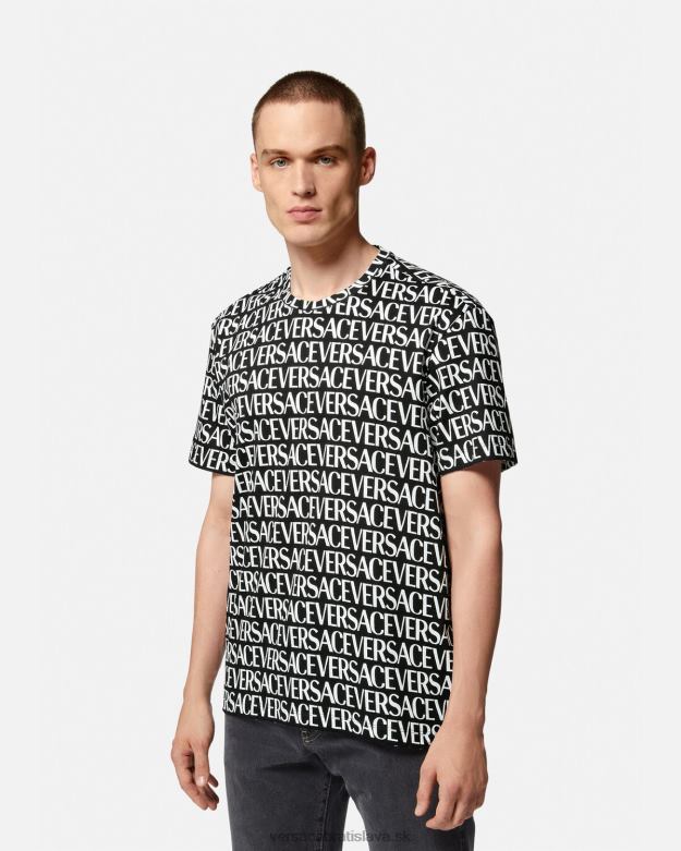 oblečenie X8X8P1390 Versace celoplošné tričko čierna a tlač muži