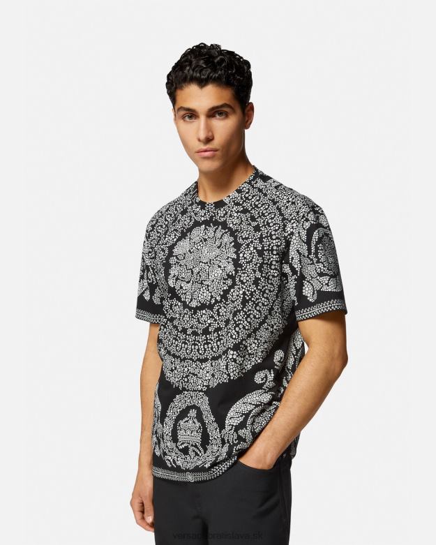 oblečenie X8X8P1392 Versace tričko s barokovou siluetou čierna muži