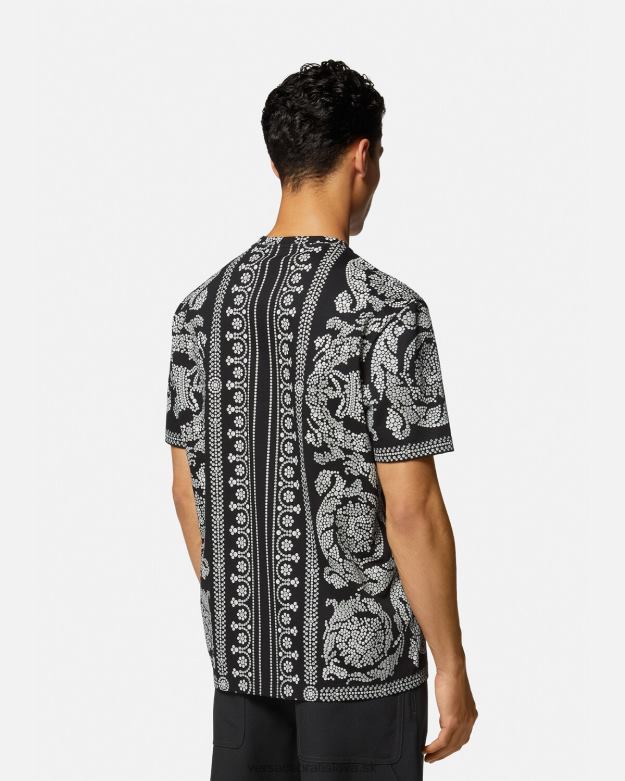 oblečenie X8X8P1392 Versace tričko s barokovou siluetou čierna muži