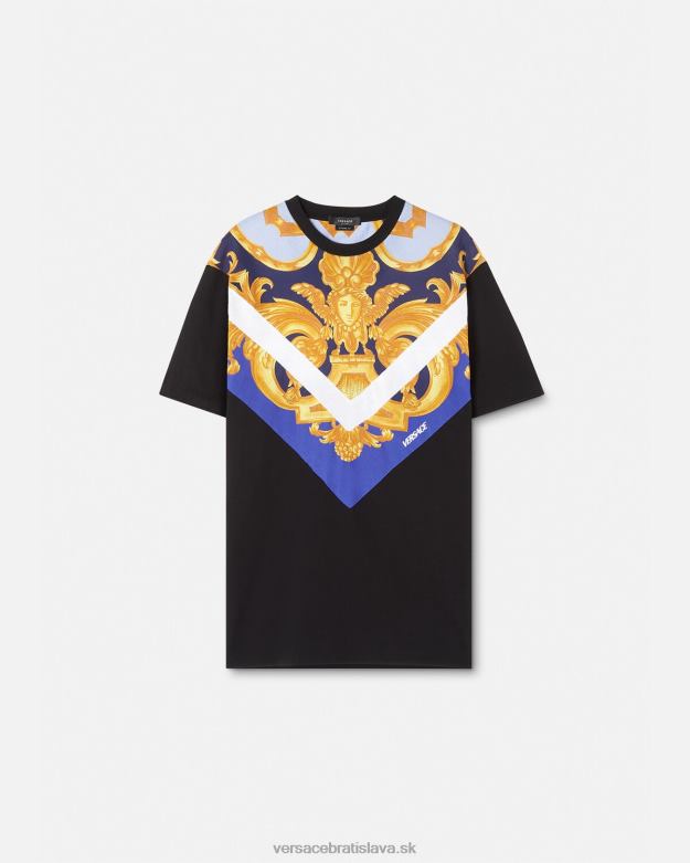 oblečenie X8X8P1393 Versace tričko barocco 660 modrá a zlatá muži