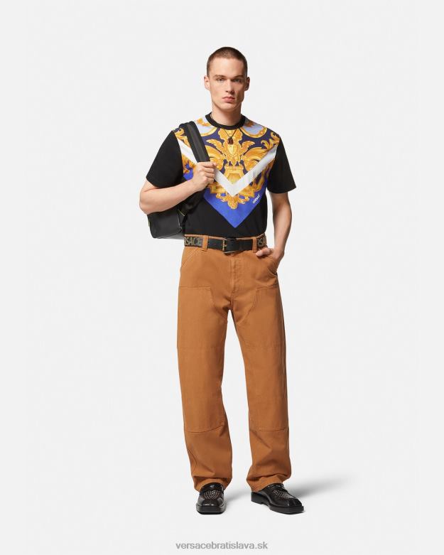 oblečenie X8X8P1393 Versace tričko barocco 660 modrá a zlatá muži