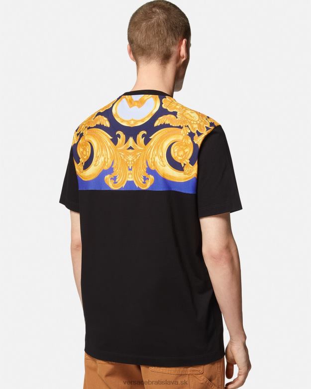 oblečenie X8X8P1393 Versace tričko barocco 660 modrá a zlatá muži