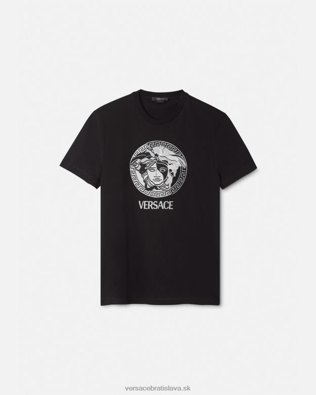 oblečenie X8X8P1397 Versace tričko s logom medusa čierna muži
