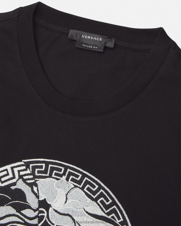 oblečenie X8X8P1397 Versace tričko s logom medusa čierna muži