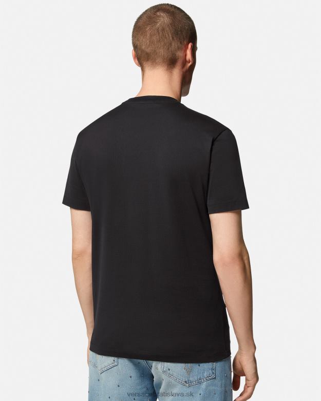 oblečenie X8X8P1399 Versace vyšívané tričko s logom medúzy čierna muži