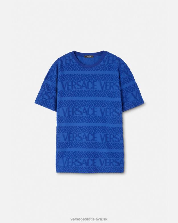 oblečenie X8X8P1407 Versace celoplošné froté tričko Modrá muži
