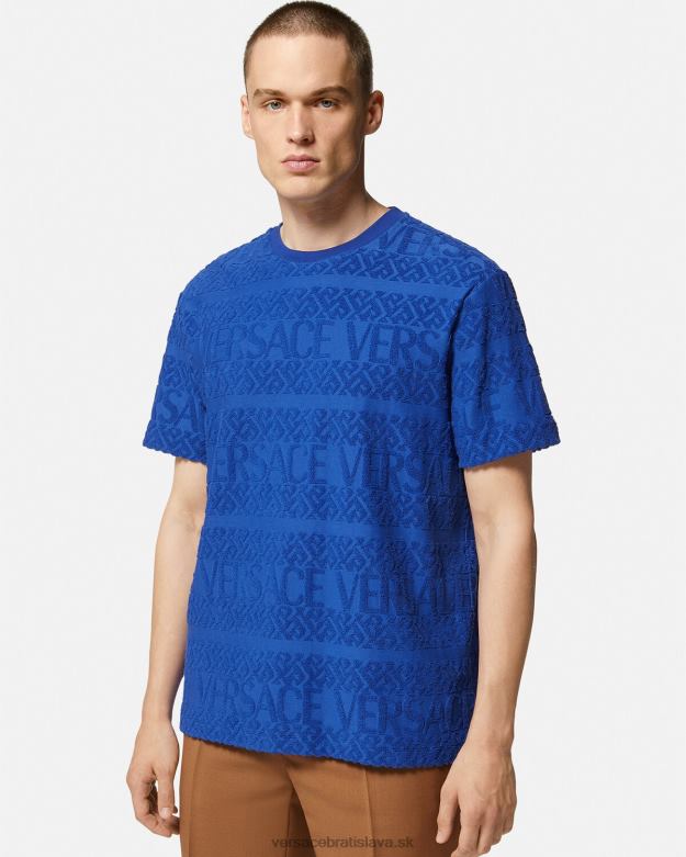 oblečenie X8X8P1407 Versace celoplošné froté tričko Modrá muži