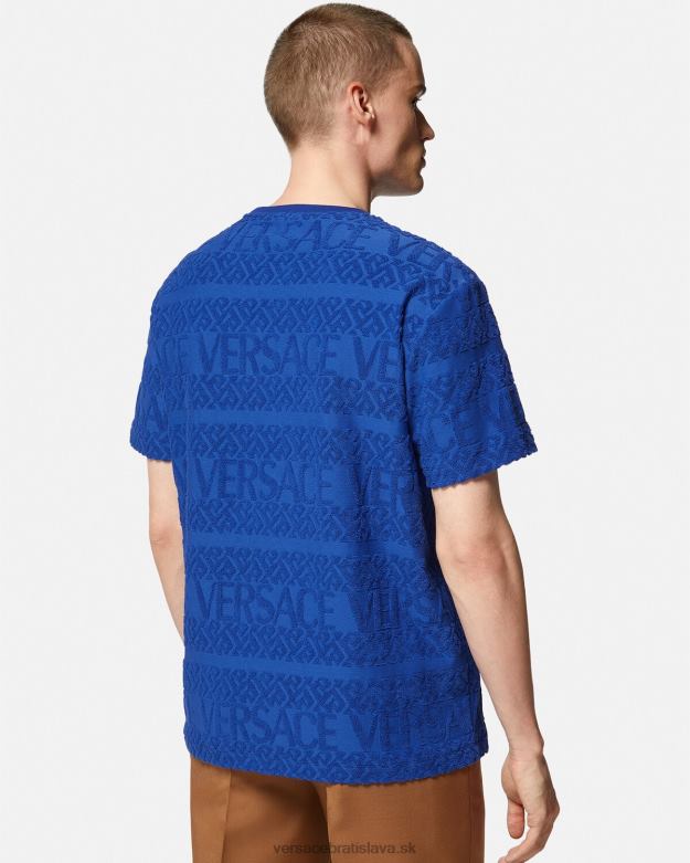 oblečenie X8X8P1407 Versace celoplošné froté tričko Modrá muži