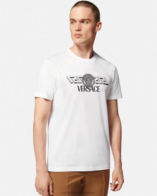 oblečenie X8X8P1408 Versace tričko s logom la greca biely muži