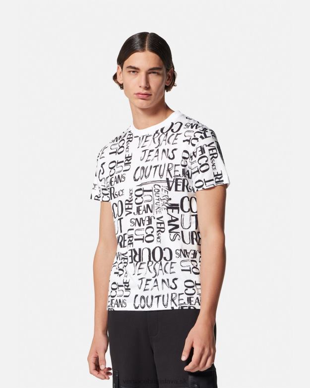 oblečenie X8X8P2369 Versace tričko s logom doodle biely muži