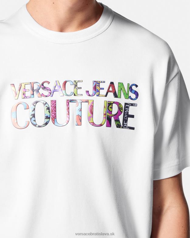 oblečenie X8X8P2370 Versace tričko s logom biely muži
