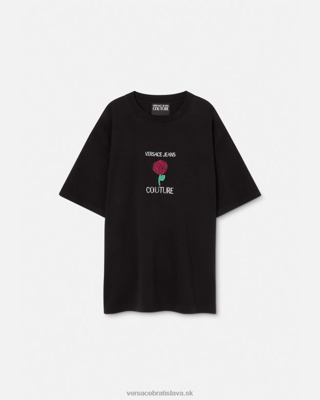 oblečenie X8X8P2372 Versace tričko s logom ruží čierna muži