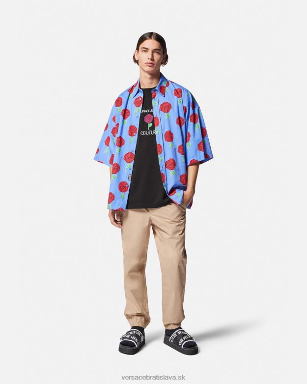 oblečenie X8X8P2372 Versace tričko s logom ruží čierna muži