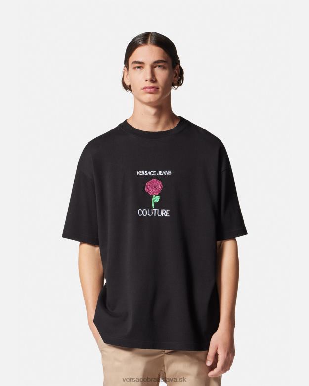 oblečenie X8X8P2372 Versace tričko s logom ruží čierna muži