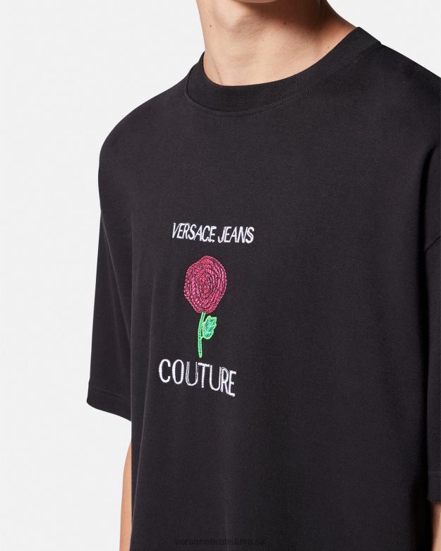 oblečenie X8X8P2372 Versace tričko s logom ruží čierna muži