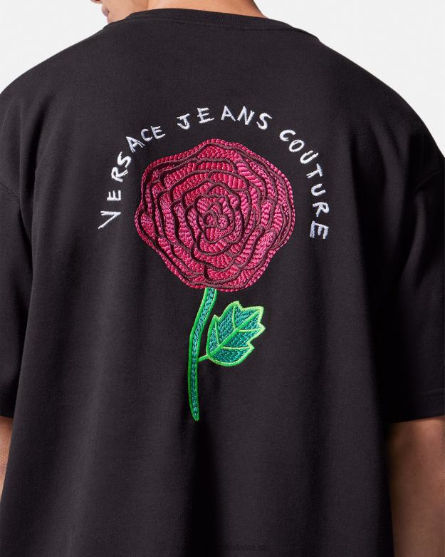 oblečenie X8X8P2372 Versace tričko s logom ruží čierna muži