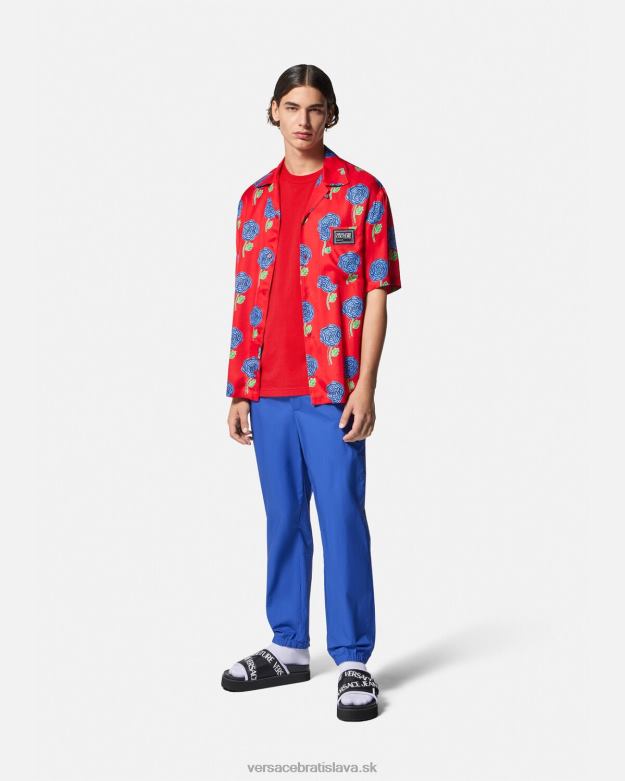 oblečenie X8X8P2373 Versace tričko s logom ruží oranžová muži