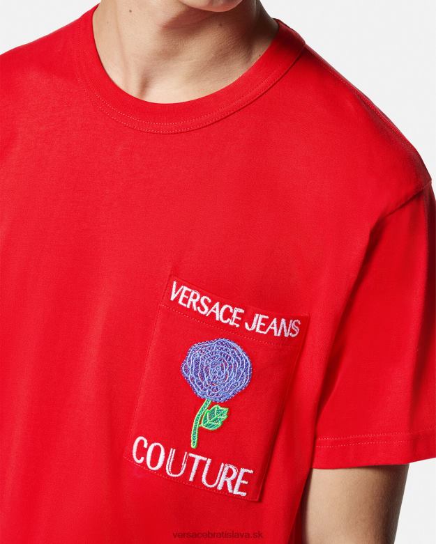 oblečenie X8X8P2373 Versace tričko s logom ruží oranžová muži