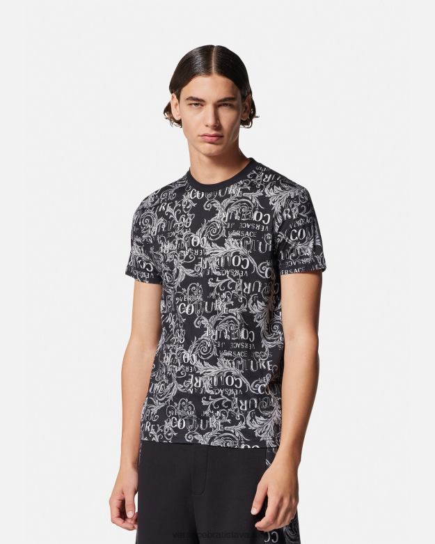 oblečenie X8X8P2385 Versace logo couture tričko čierna a tlač muži