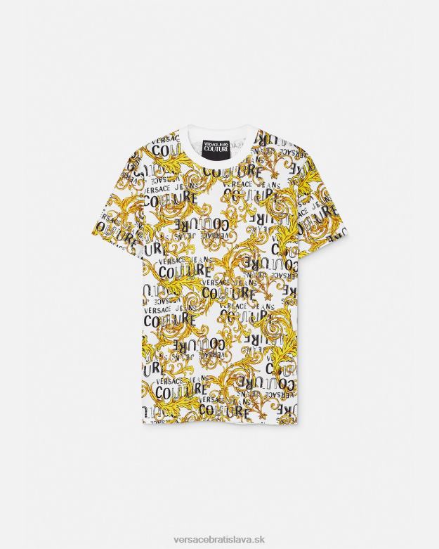 oblečenie X8X8P2386 Versace logo couture tričko zlatá a biela muži