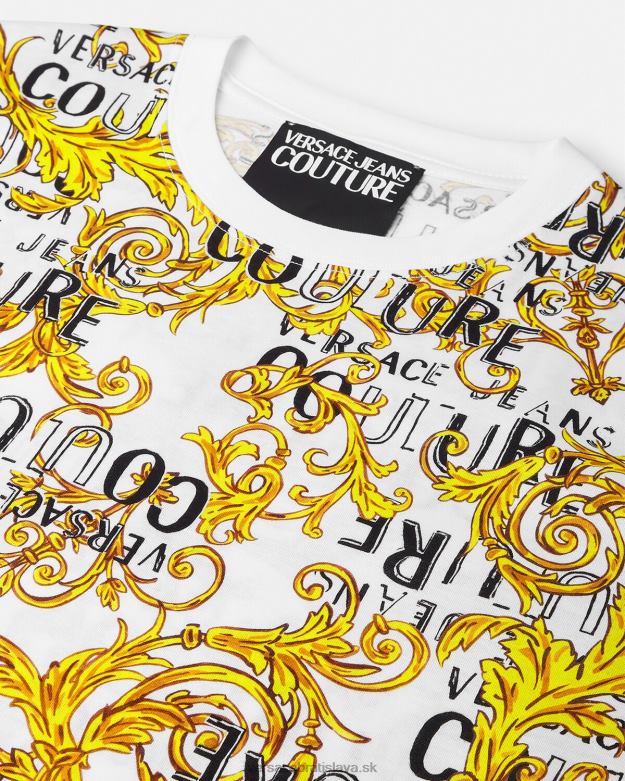 oblečenie X8X8P2386 Versace logo couture tričko zlatá a biela muži