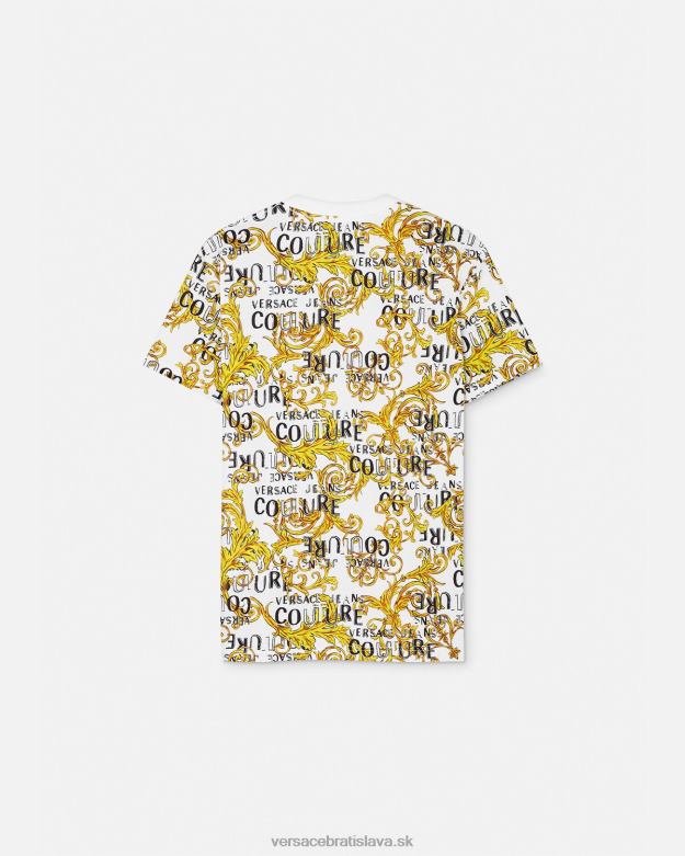 oblečenie X8X8P2386 Versace logo couture tričko zlatá a biela muži