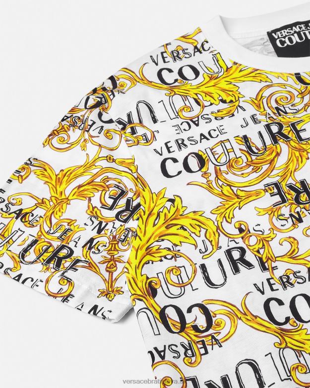 oblečenie X8X8P2386 Versace logo couture tričko zlatá a biela muži