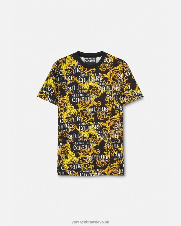 oblečenie X8X8P2387 Versace logo couture tričko čierne zlato muži