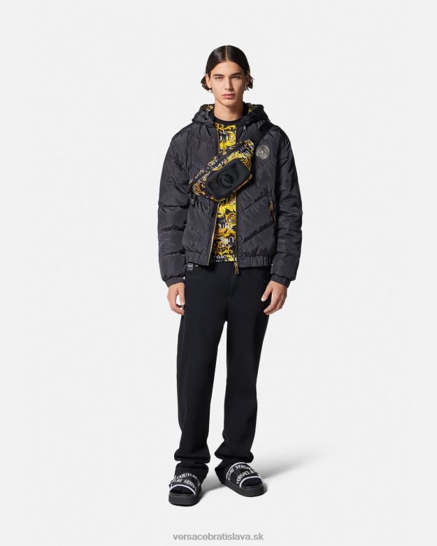 oblečenie X8X8P2387 Versace logo couture tričko čierne zlato muži