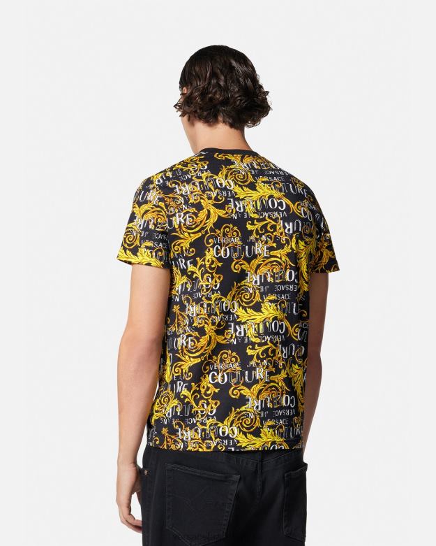 oblečenie X8X8P2387 Versace logo couture tričko čierne zlato muži