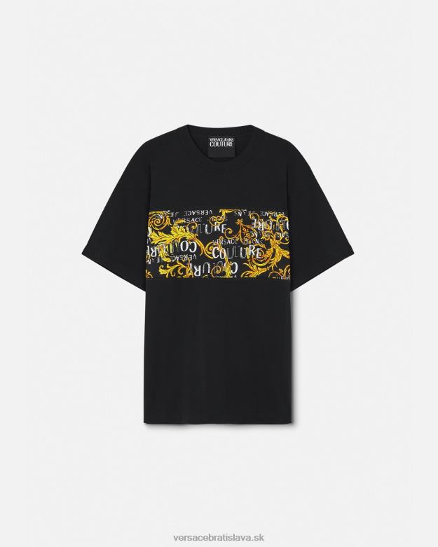 oblečenie X8X8P2388 Versace logo couture tričko čierne zlato muži