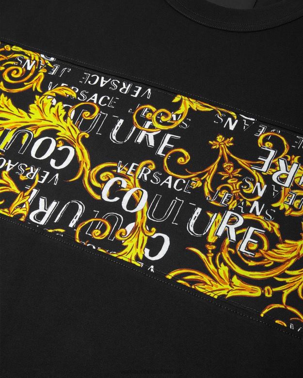 oblečenie X8X8P2388 Versace logo couture tričko čierne zlato muži