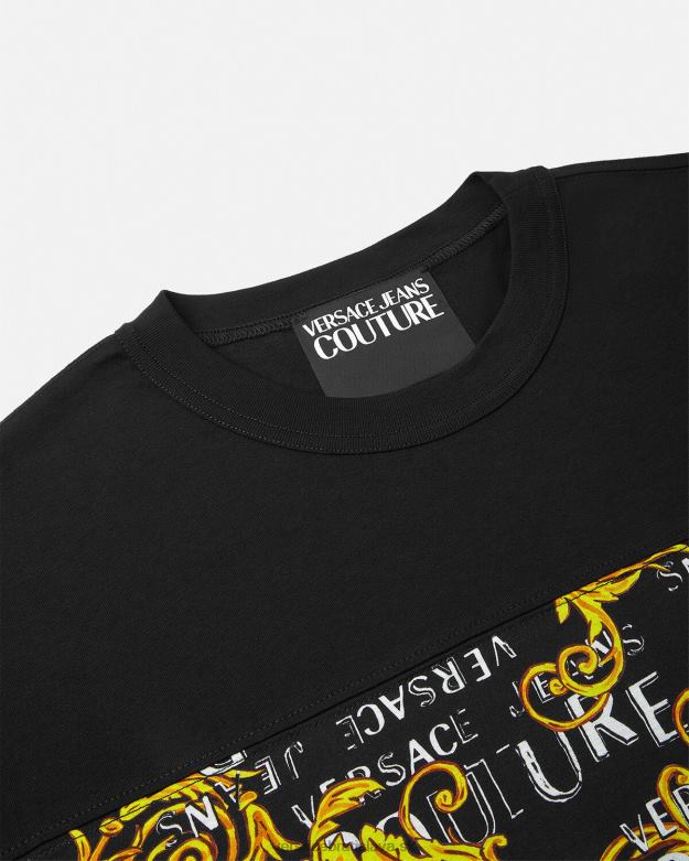 oblečenie X8X8P2388 Versace logo couture tričko čierne zlato muži