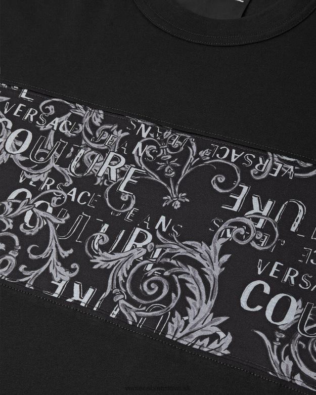 oblečenie X8X8P2389 Versace logo couture tričko čierna a tlač muži