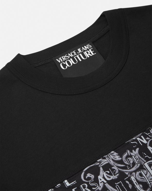 oblečenie X8X8P2389 Versace logo couture tričko čierna a tlač muži