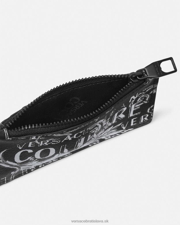 príslušenstvo X8X8P2513 Versace držiak na kartičky na zips s logom couture čierna a sivá muži