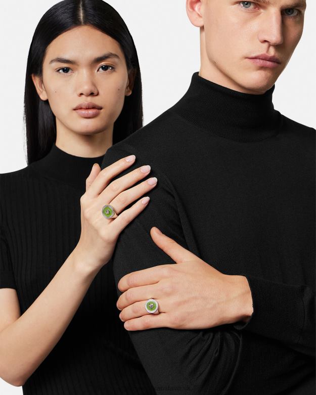 príslušenstvo X8X8P1684 Versace smaltovaný medúzový prsteň zelená muži