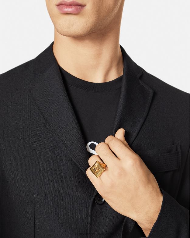 príslušenstvo X8X8P1691 Versace medúzový štvorcový prsteň zlato muži