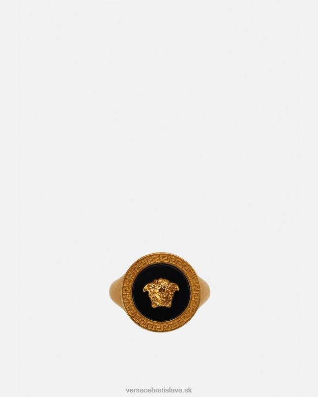 príslušenstvo X8X8P1692 Versace smaltovaný medúzový prsteň čierne zlato muži