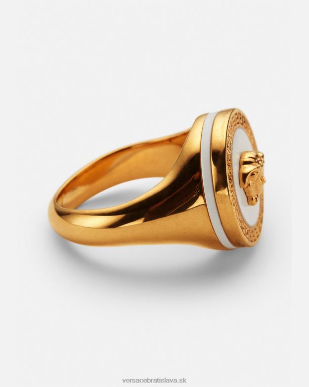 príslušenstvo X8X8P1693 Versace smaltovaný medúzový prsteň zlatá a biela muži