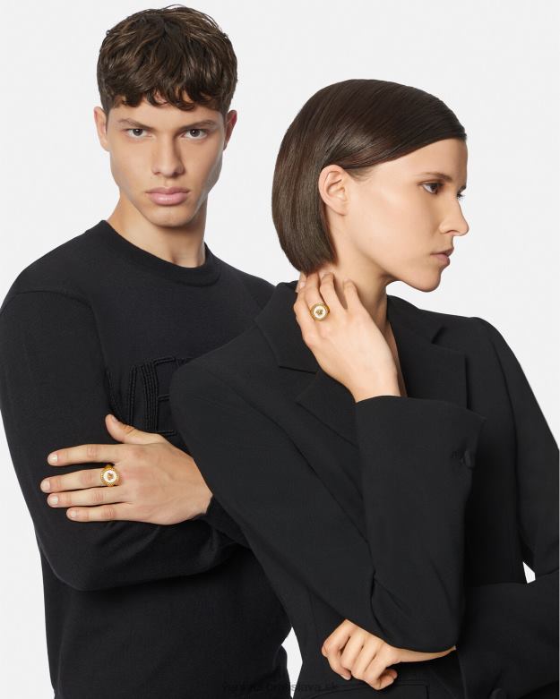 príslušenstvo X8X8P1693 Versace smaltovaný medúzový prsteň zlatá a biela muži